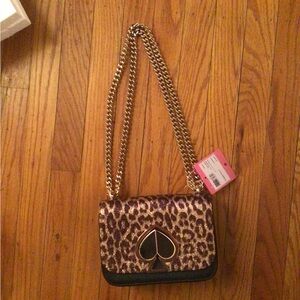 KATE SPADE NICOLA METALLIC LEOPARD TWISTLOCK SMALL CONVERTIBLE BAG— NWT